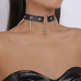 Leather Snake Rivets Choker