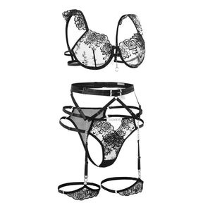Perspective Embroidery Lace Sexy Lingerie Set
