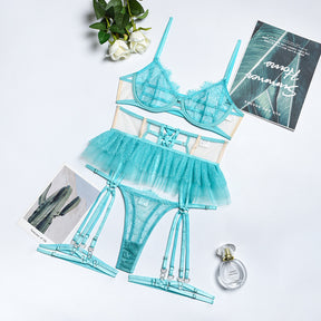 Sheer Lace Embroidery Lace Sexy Lingerie Set