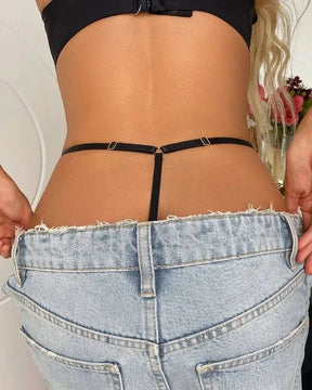 Fishnet Thong Sexy Lace Thin Strap Iron Chain Panties