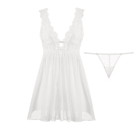 Lace Mesh Splicing Perspective Chemise