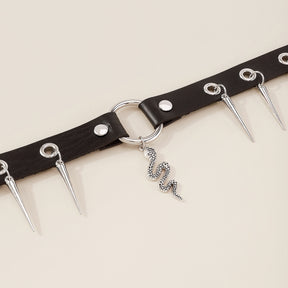 Leather Snake Rivets Choker