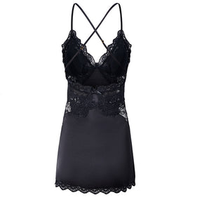 Ice Silk Lace Embroidered Sexy Lingerie Chemise