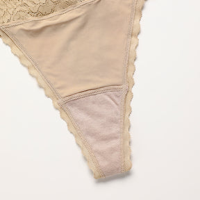 Lace Stitching Thong Sexy Seamless Low Waist Cotton Crotch