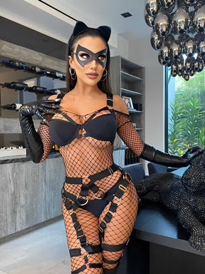 Strappy Bandage Metal Ring Sexy Lingerie Set