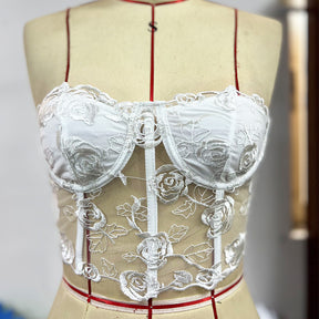 Allover Lace Rose Embroidery Sexy Corset
