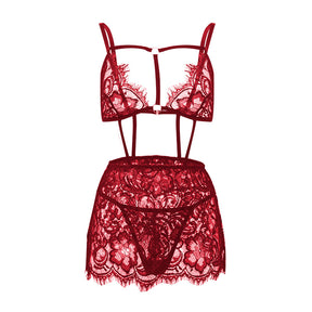 Perspective Embroidered Lace Strappy Sexy Lingerie Set