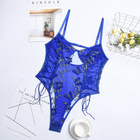 Butterfly Embroidery Lace Patchwork Bodysuit