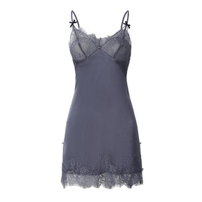 Summer Ice Silk Backless Sexy Lingerie Chemise