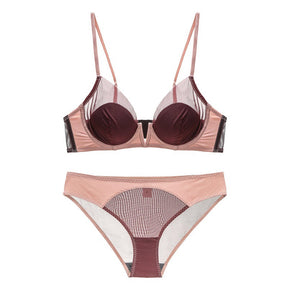 New Sexy Lingerie Thin Lace Deep V Bralette Set
