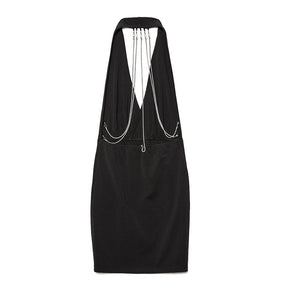 Diamond Chain Sleeveless Sexy Backpack Hip Dress Club Wear