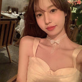 New Gentle White Lace Double Bow Choker Necklace