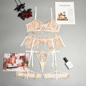 Embroidered Lace 3 Piece Sexy Lingerie Set - Sexyzara