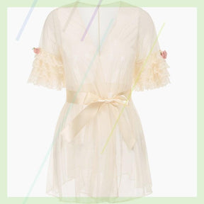 Tulle Lace French Princess Puff Sleeve Bodysuit - Sexyzara