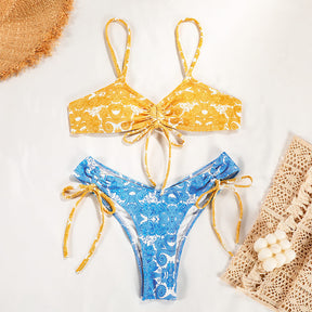 New Split Swimsuit Sexy Strap Sling Print Bikini