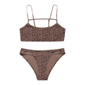 Sexy Leopard Print Unwired Breathable Lingerie Set