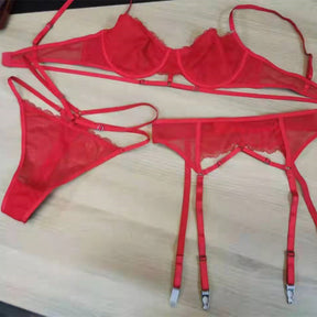 New Ultra Thin Lace Underwear Sexy Mesh Lingerie Set