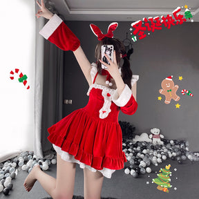 Christmas Bunny Girl Lace Plumes Sexy Lingerie Costume