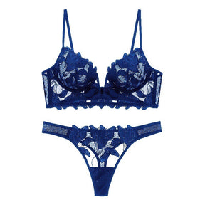 New Sexy Deep V Lace Mesh Corset Lingerie Set