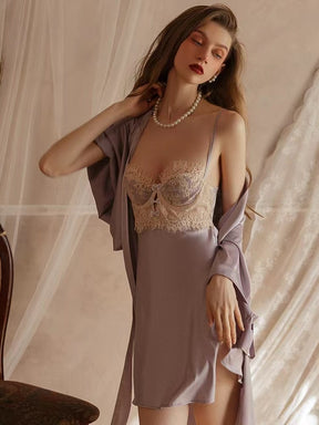 Summer Lace Gathered Sexy Embroidery Chemise - Sexyzara