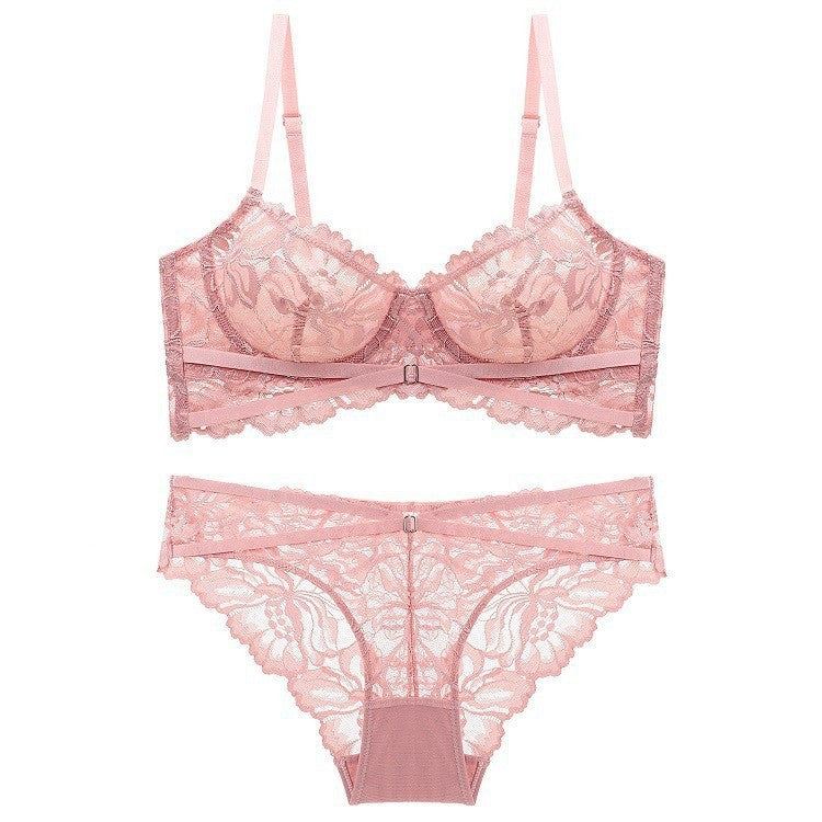 New Sexy Lace Embroidered Cross Strap Lingerie Set