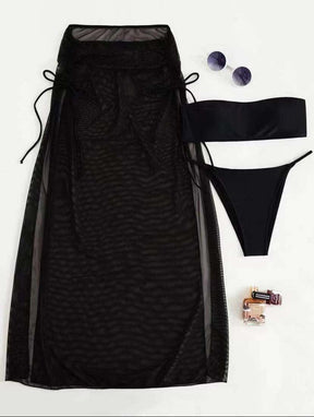 Sexy Bikini 3Pcs Resort Swimwear Cross Straps Resort Swim