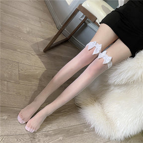 Girls' Thin Sexy Bow Thigh High Stockings