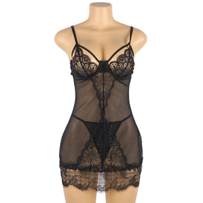 Plus Size Chemise Sheer Lace Hollow Out Sexy Chemise