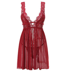 Lace Mesh Splicing Perspective Chemise