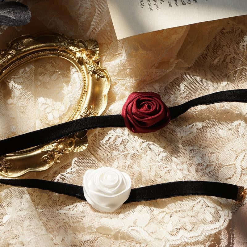 Hepburn Vintage Rose Flower Velvet Choker Collarbone Chain