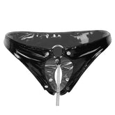 PU Leather Metal Chain Hollow Sexy Panty