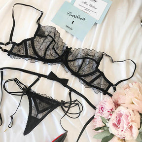 Floral Embroidery Lace Sexy Lingerie Set