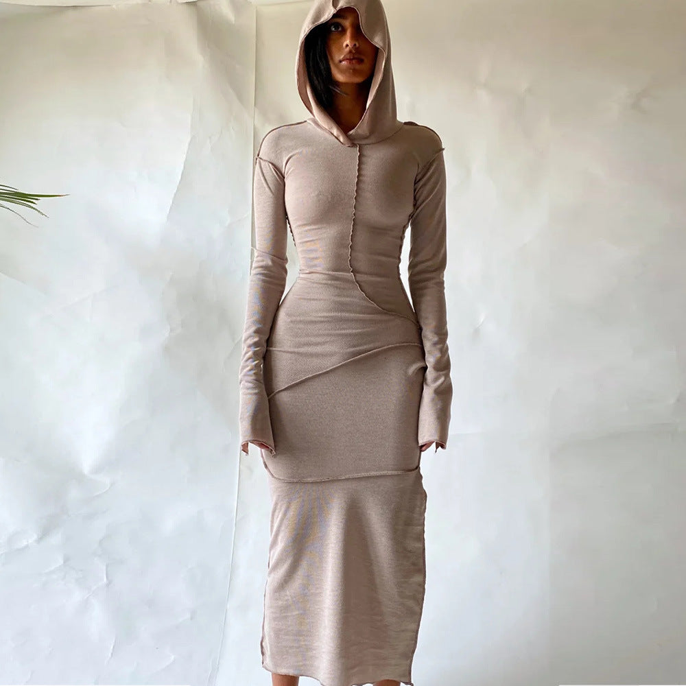 Long Sleeves Tight Pullover Hooded Dress Club Wear
