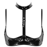 PU Leather Halter Open Brust Bandage Set