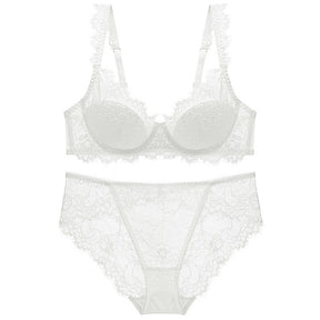 Eyelash Lace Sheer Lace Trim Sexy Bra Bralette Set