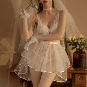 New Romantic Bridal Mesh Sexy Suit Perspective Lace Sexy Costume