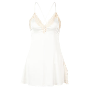 Lace Trimmed Satin Sexy Lingerie Chemise