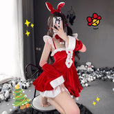 Christmas Bunny Girl Lace Plumes Sexy Lingerie Costume