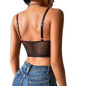 Satin Bra Strappy Hollow Out Sexy Club Wear