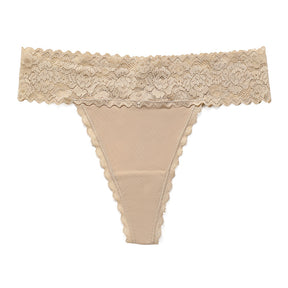 Lace Stitching Thong Sexy Seamless Low Waist Cotton Crotch