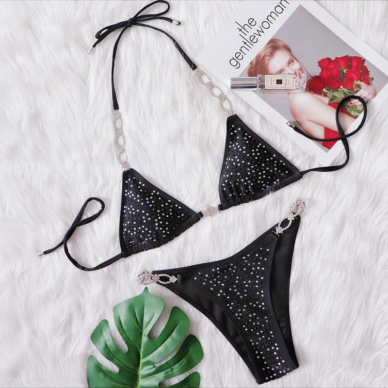 Crystal Diamond Swimsuit Split Swimsuit