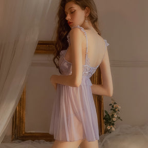 New Sexy Mesh Suspender Skirt Perspective Chemise