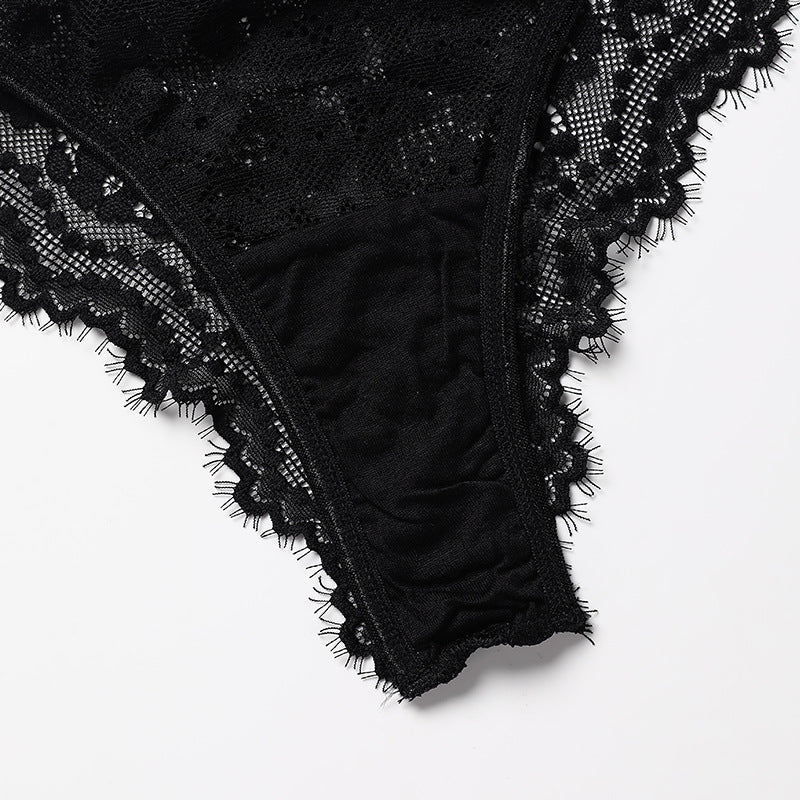 Sexy Triangle Panties Lace Trim Hollow Cotton Crotch Thong