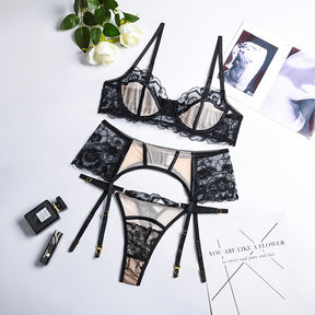 Sheer Mesh Allover Lace Sexy Lingerie Set