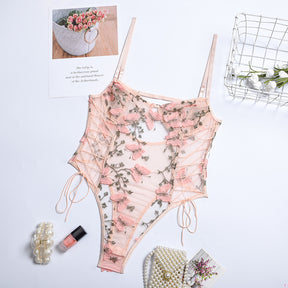 Butterfly Embroidery Lace Patchwork Bodysuit