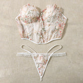 Romantic Floral Strapless Corset Sexy Lingerie Set