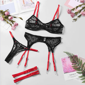 Polka Dots Color Contrast Sexy Lingerie Set