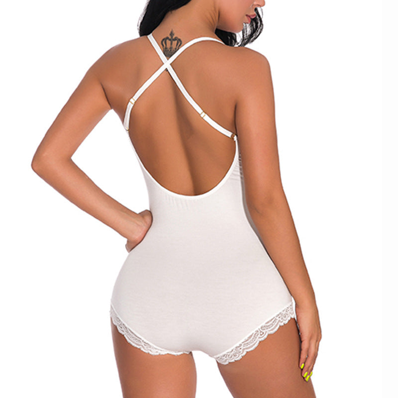 Allover Lace Perspective Mesh Sexy Lingerie Bodysuit