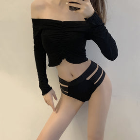 Ice Silk Hollow High Waist Sexy Panty
