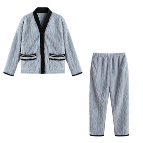 Coral Fleece Pajamas Long Sleeve Buttons Loungewear